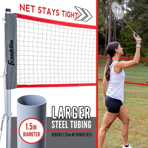 Franklin Sports Badminton Net Sets - Outdoor Backyard + Beach Badminton Net + Equipment Set - (4) Rackets + (2) Birdies + Portable Net Included - Adults + Kids Set - Image 5